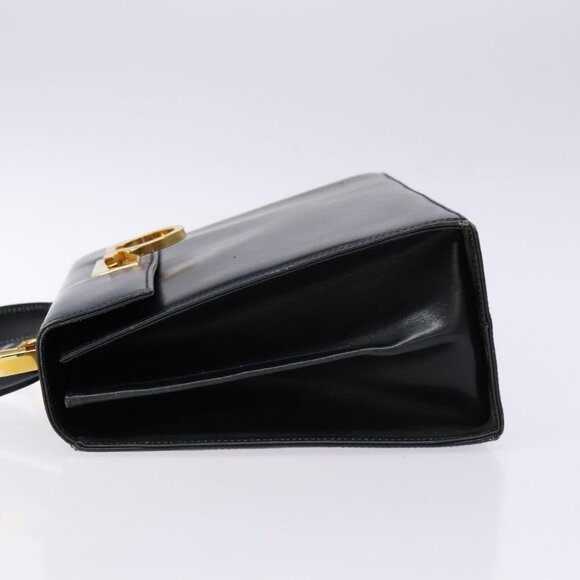 Salvatore Ferragamo Gancini Hand Bag Leather 2way Navy Gold Auth - Picture 5 of 16